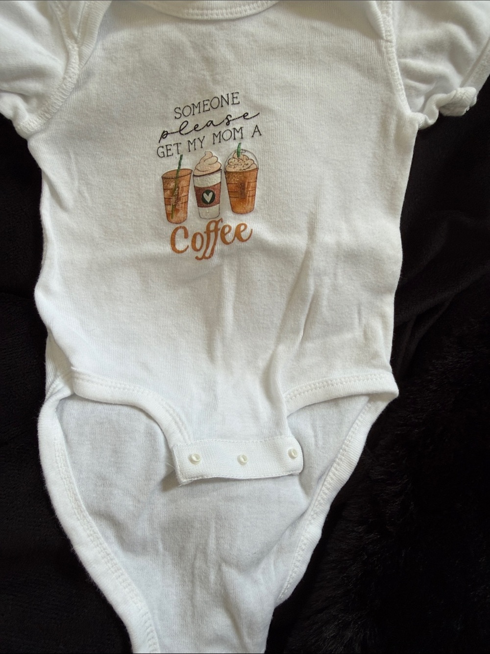 Rabbit Skins White Baby One-Piece with Coffee Graphic